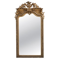 Gold Neo-Baroque Giltwood Floor Mirror, Antique French Design, 1880s