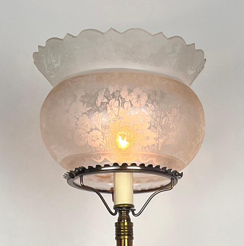 1880 Longwy Aesthetic Movement, Eastlake Converted Gas Newel Post Tischlampe  im Angebot 3
