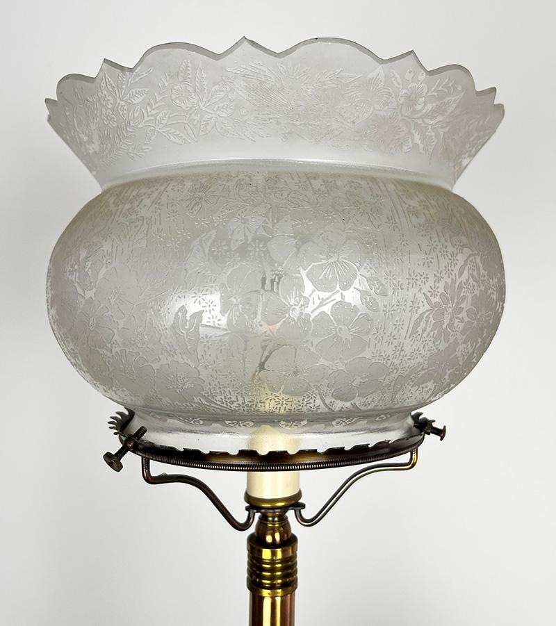 1880 Longwy Aesthetic Movement, Eastlake Converted Gas Newel Post Table Lamp  For Sale 5