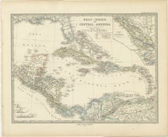 1880 Map of the Caribbean and Central America by Adolf Stieler