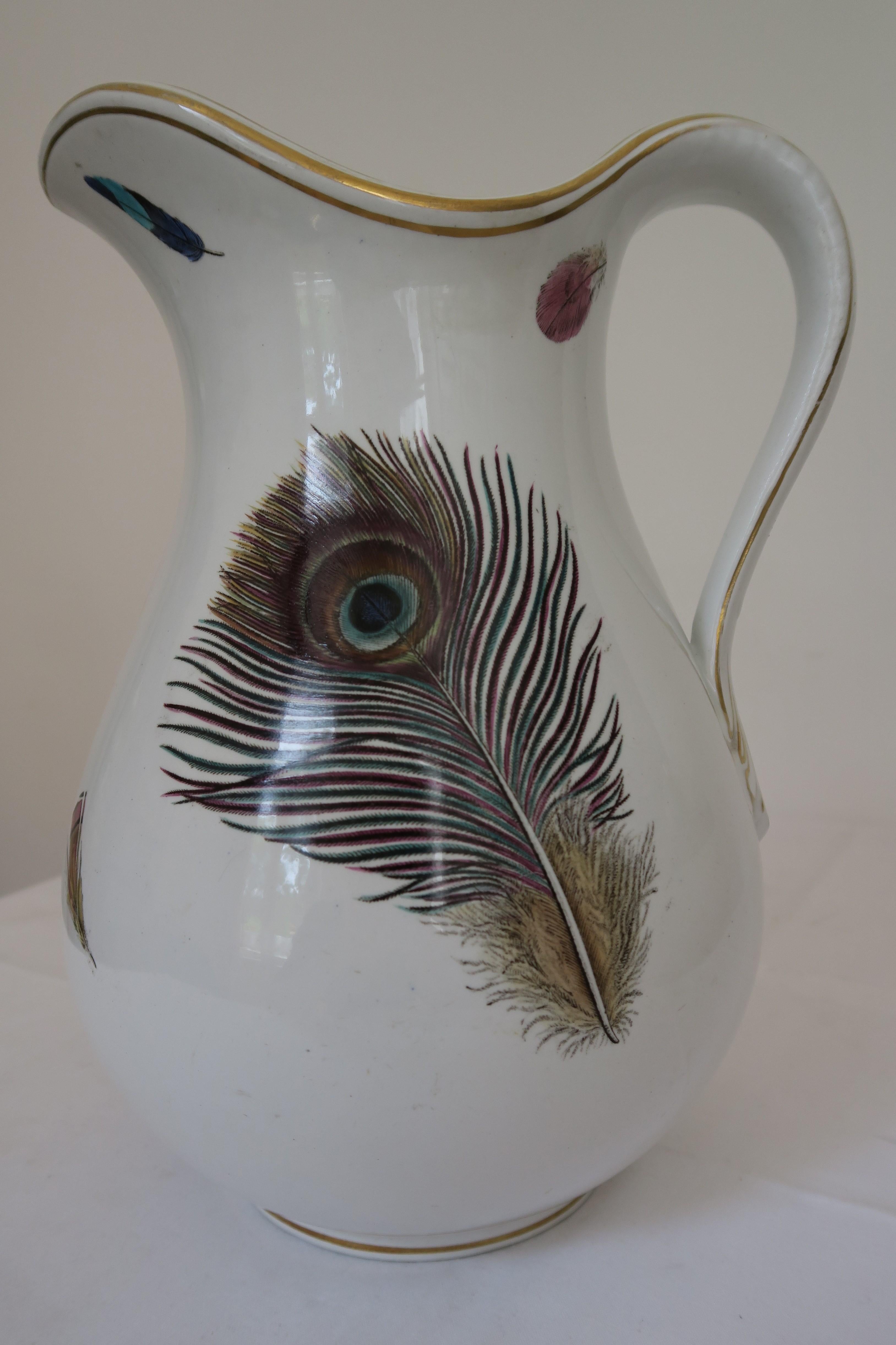 1880 Minton Porcelain Pitcher with Feather Motif 6