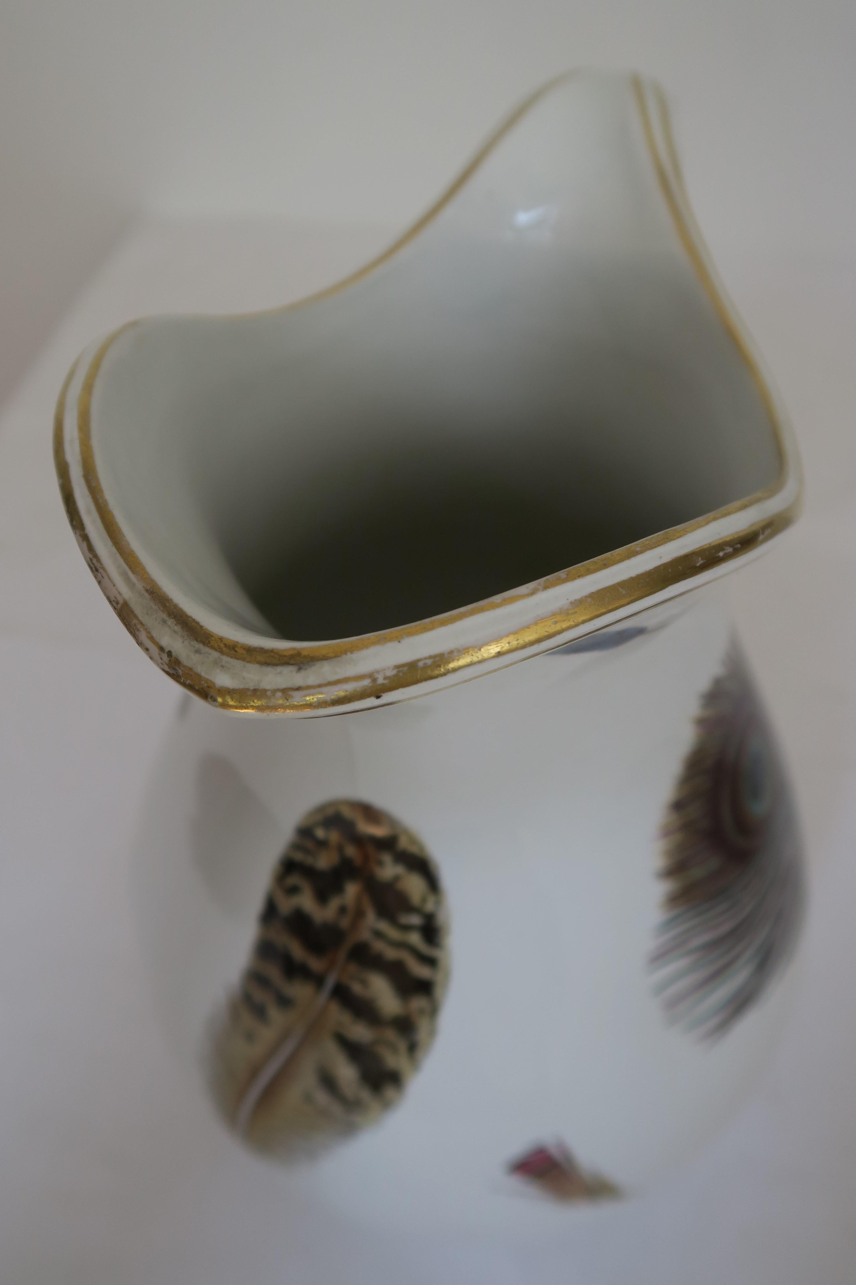 19th Century 1880 Minton Porcelain Pitcher with Feather Motif