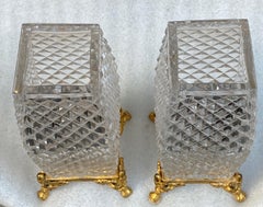 1880 ‘Pair of Baccarat Vases, L’ Escalier De Cristal, Japanese Period Gilt Bronz