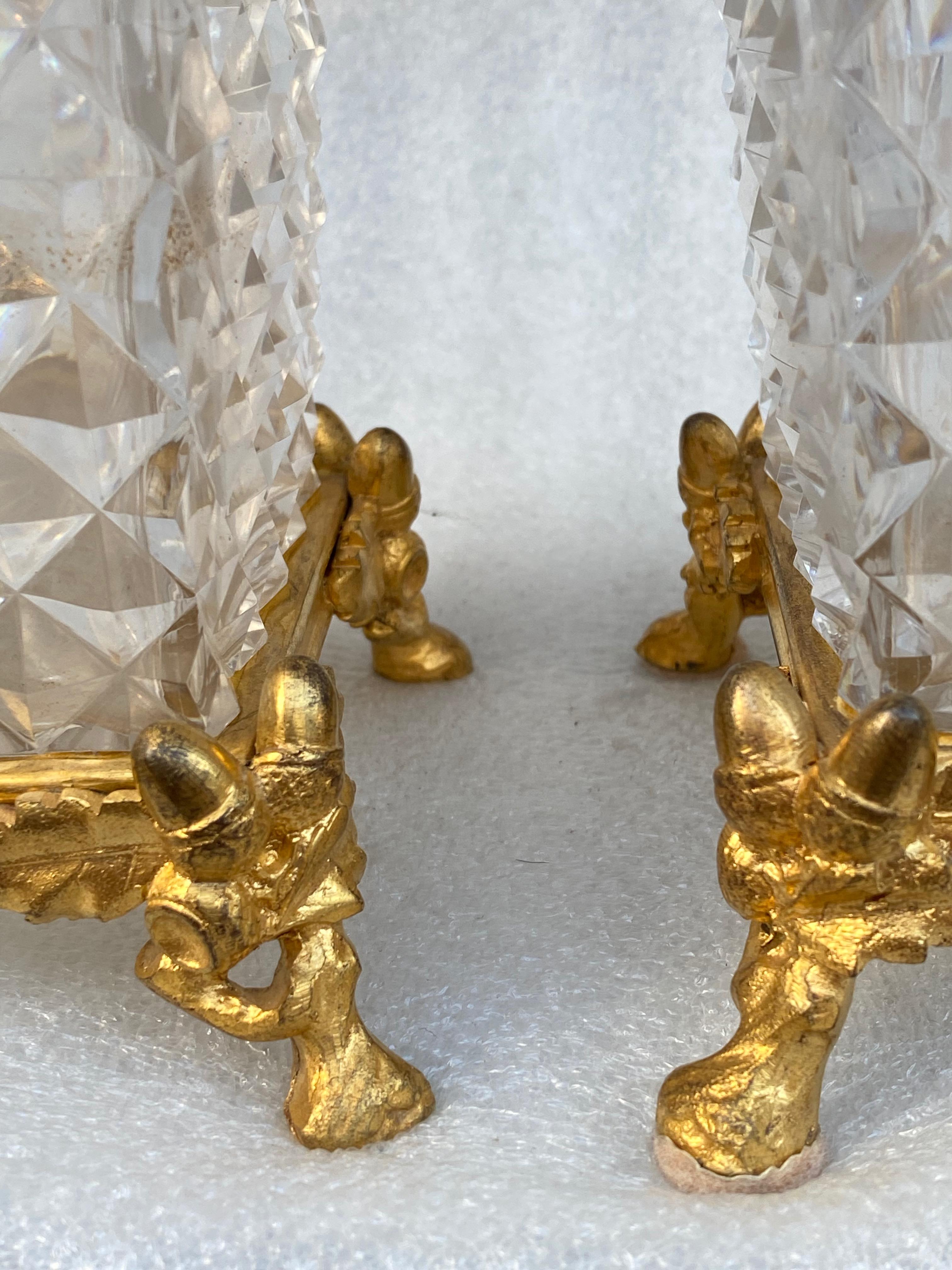 French 1880 ‘Pair of Baccarat Vases, L’ Escalier De Cristal, Japanese Period Gilt Bronz For Sale