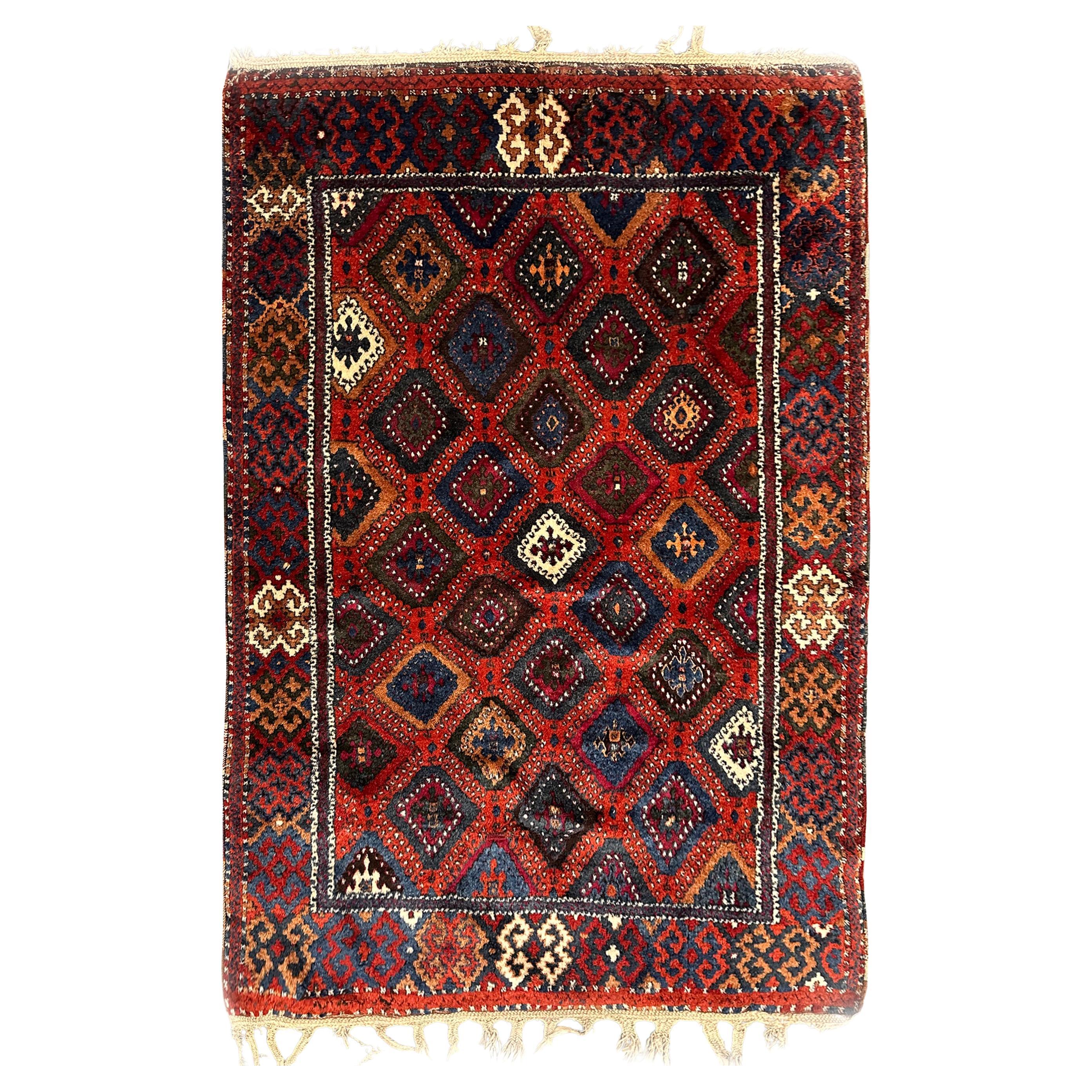 1880 Rare Antique Turkish Rug Tribal Geometric 4x6 130cm x 170cm For Sale