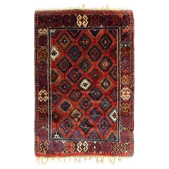 Seltener antiker türkischer Teppich, Stammeskunst, geometrisch, 4x6 130cm x 170cm, 1880