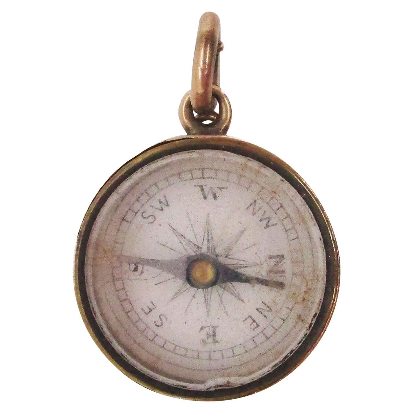 1880 Victorian 14 Karat Rose Gold Compass Watch Fob