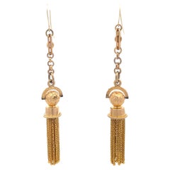 1880 Victorian 14K Gold Filled Tassel Earrings 