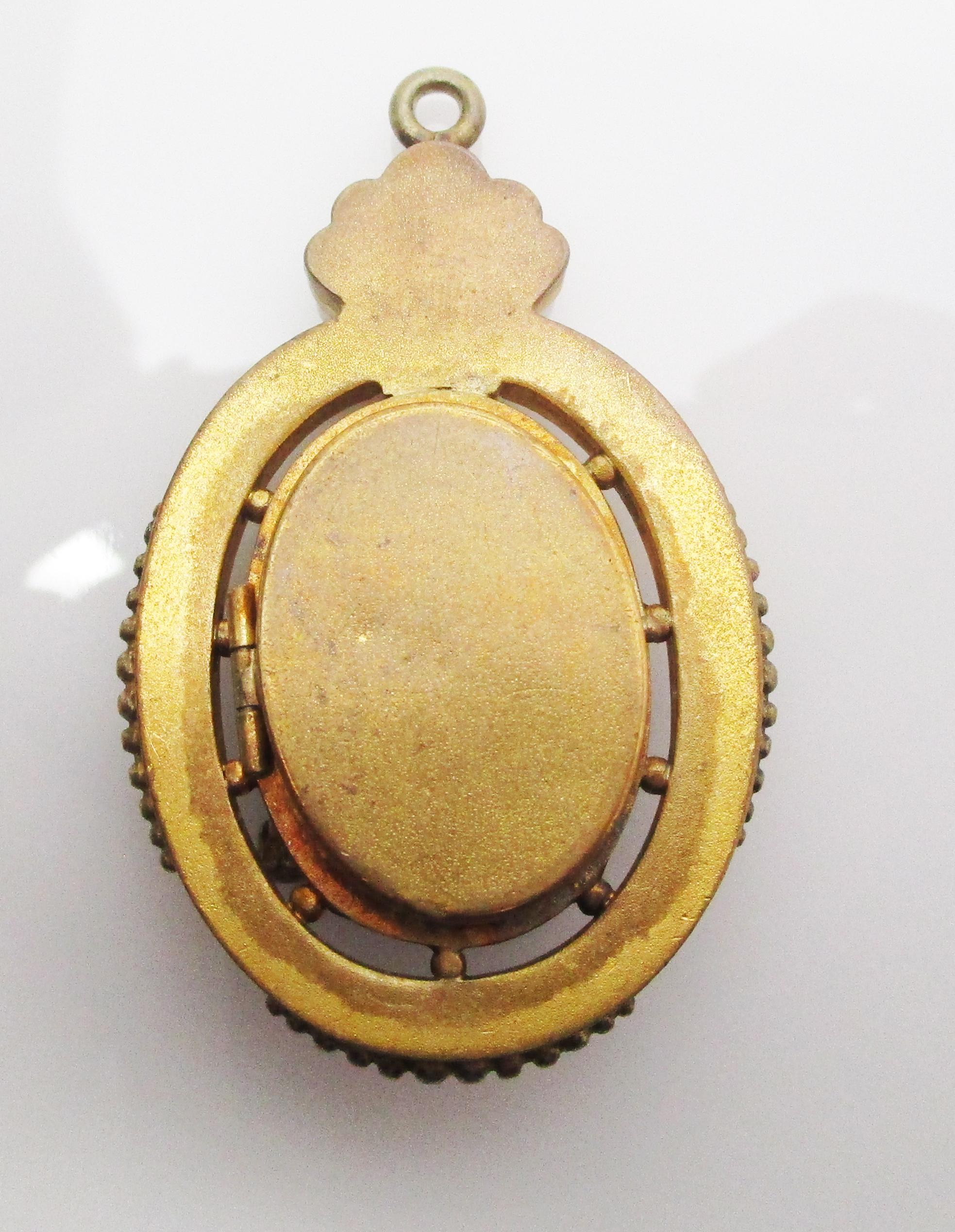 1880 Victorian Gold Filled Seed Pearl Dove Locket 1