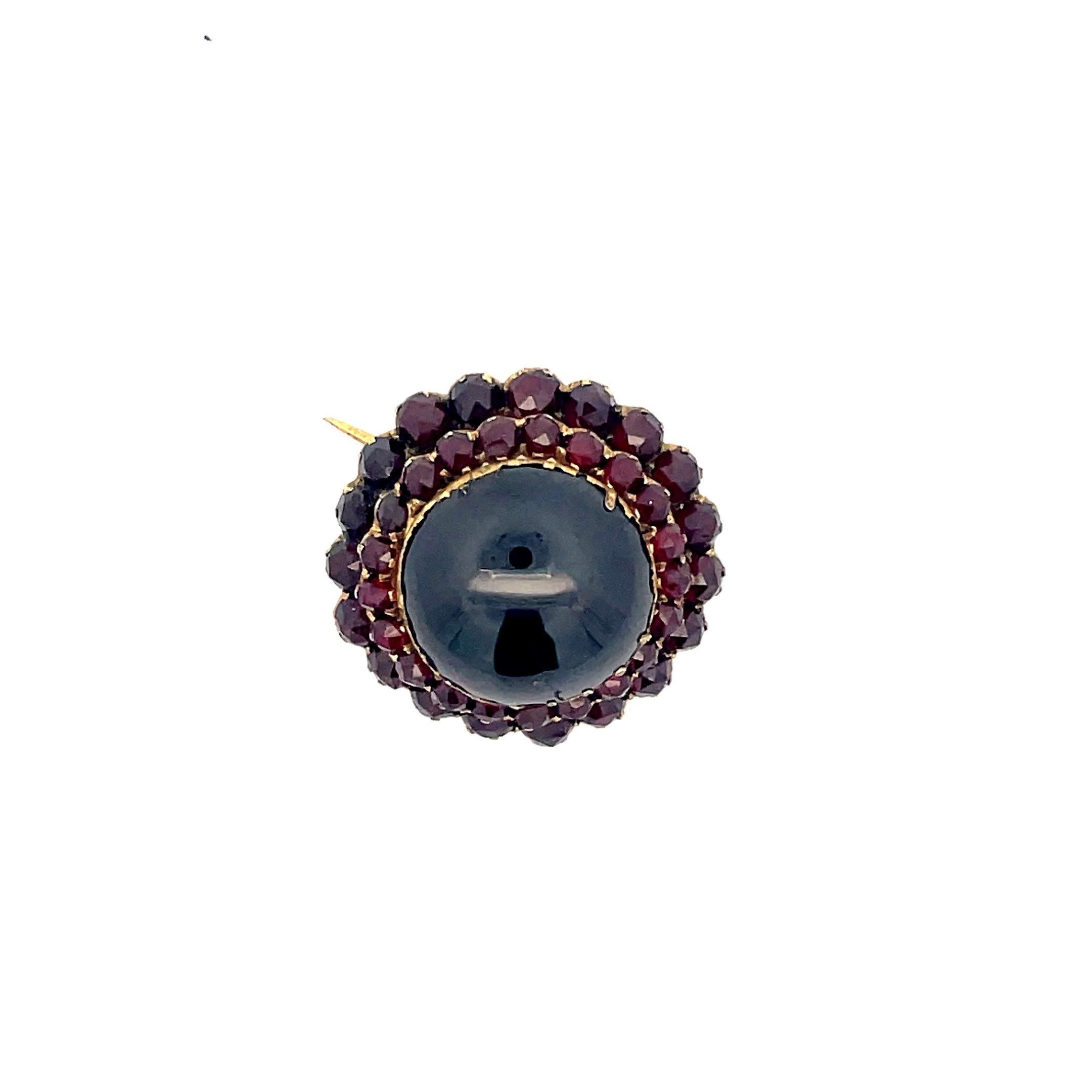 1880 Victorian Gold over Silver Cabochon Garnet Pin/Pendant  In Excellent Condition For Sale In Lexington, KY