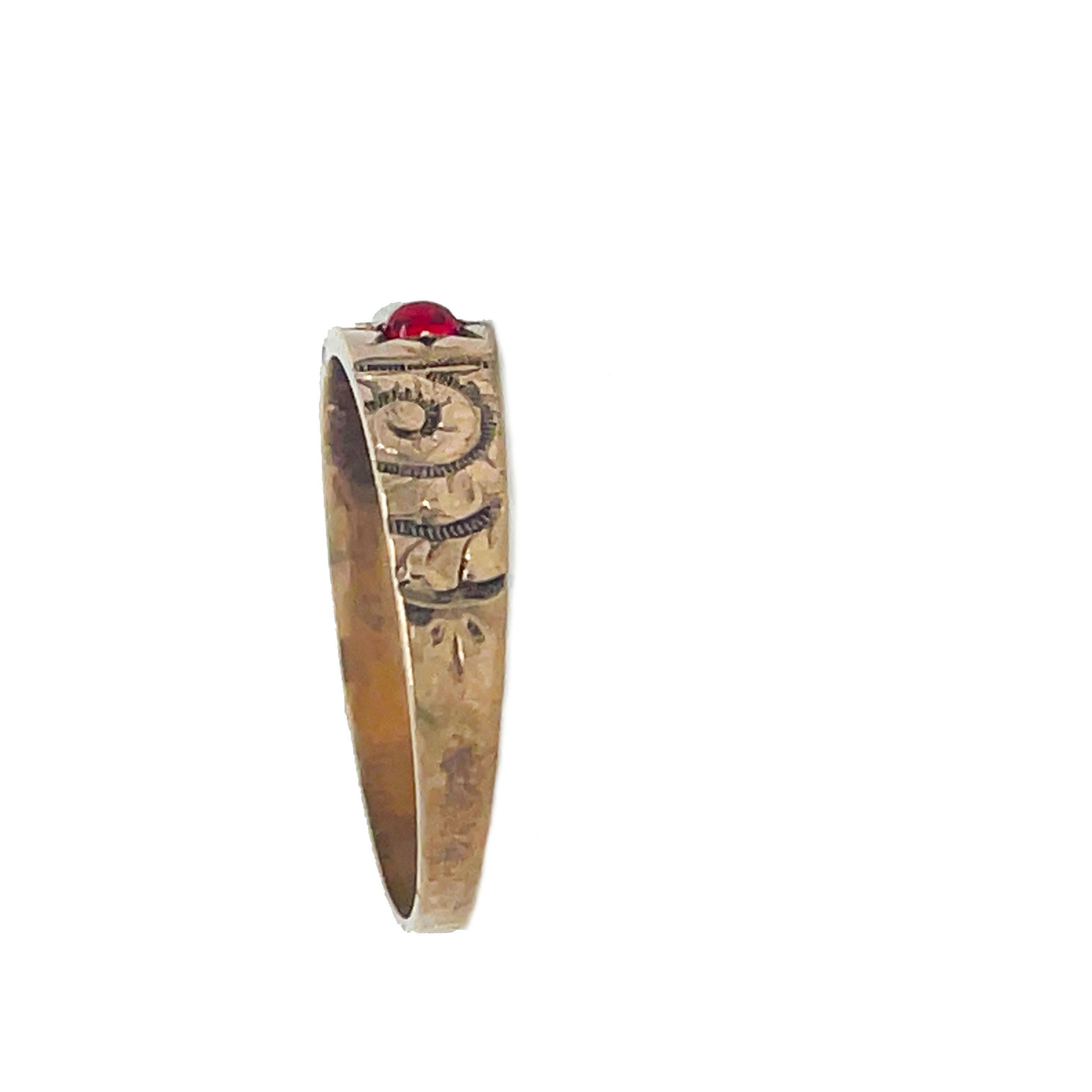 Viktorianischer Ring aus handgravierter Perle und synthetischem Rubin mit Sternmotiv, 1880 im Angebot 1
