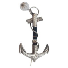 1880 Victorian Scottish Agate Sterling Silver Anchor Pin