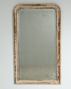 Antique Napoleon III Wall Mirror, Whitewashed Frame, France, 1880s