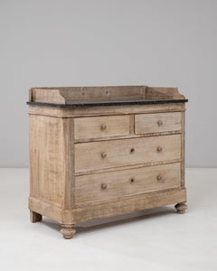 1880 White Wood Oak Chest of Drawers With Marble Top