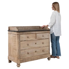1880 White Wood Oak Chest of Drawers With Marble Top