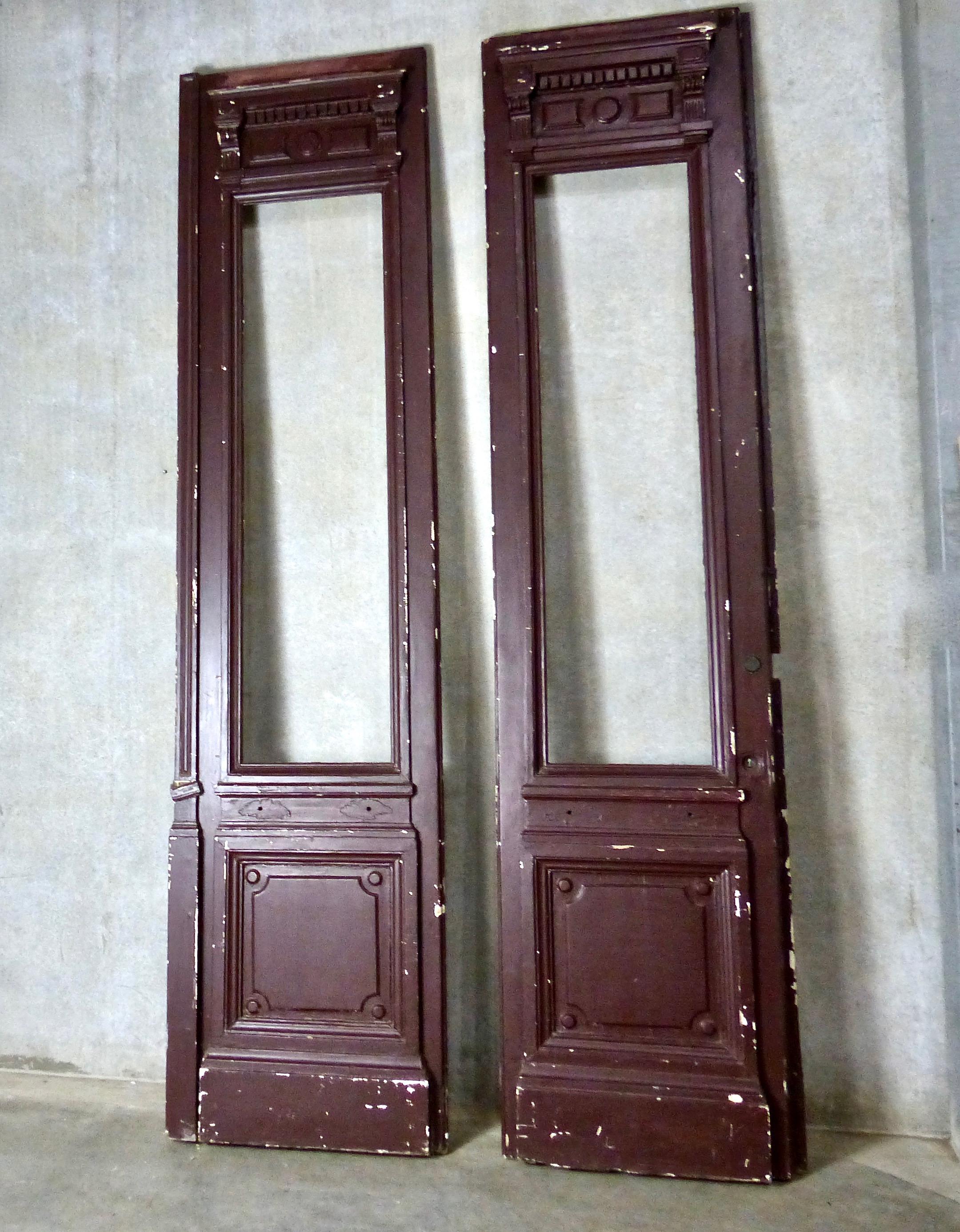 Victorian 1880s Solid Wood Commercial Doors For Sale