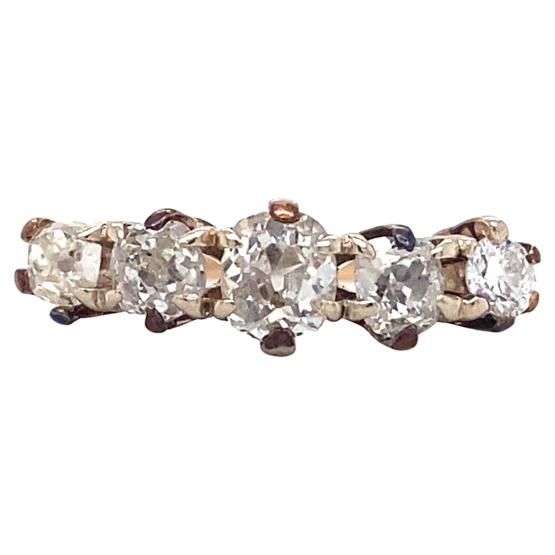 1880er Jahre 1,05 Karat Diamant-Verlobungsring aus 14 Karat Gelbgold mit Altminenschliff im Angebot