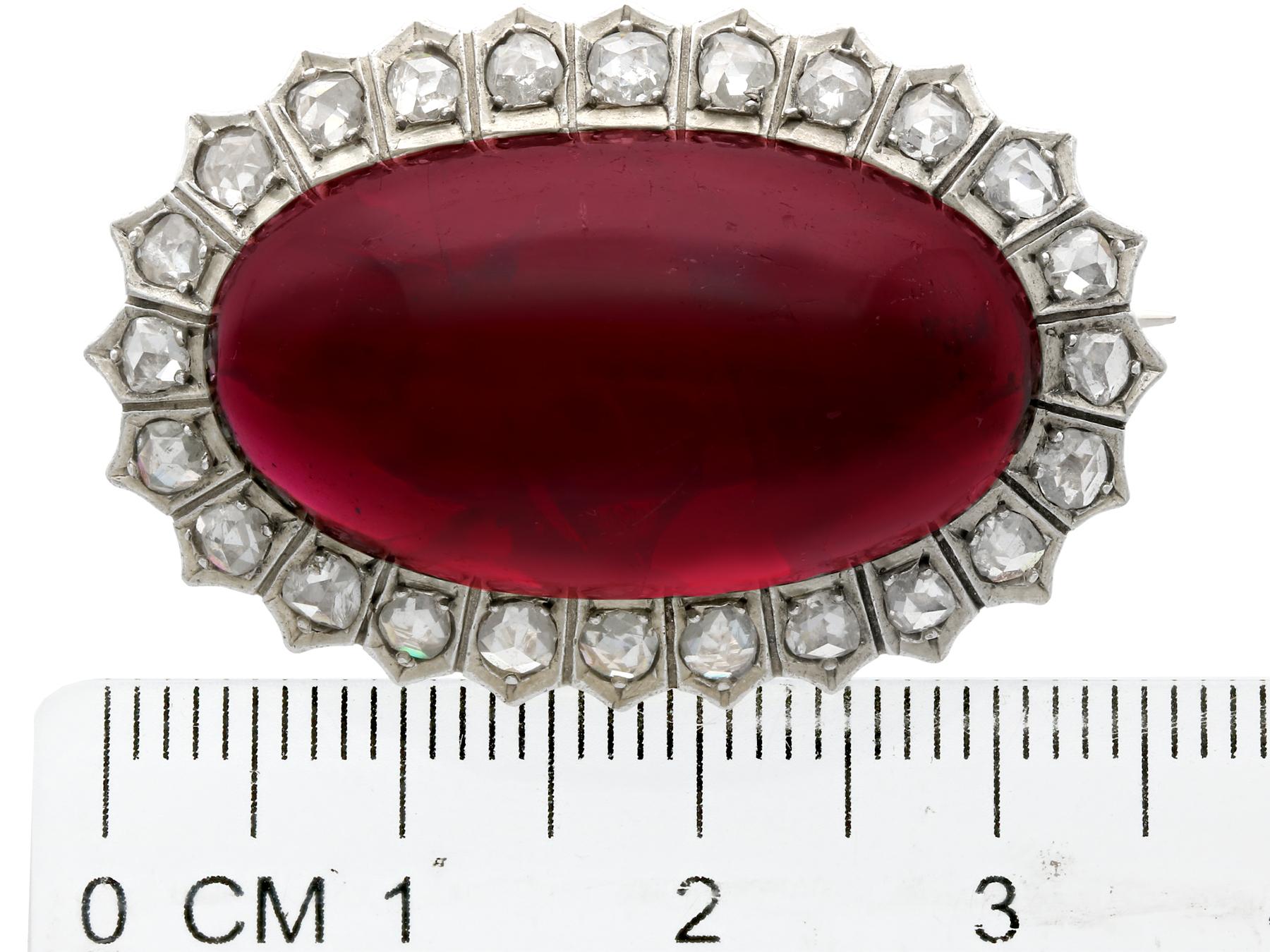 1880s 33.88Ct Cabochon Cut Garnet and 1.92Ct Diamond Yellow Gold Brooch 2