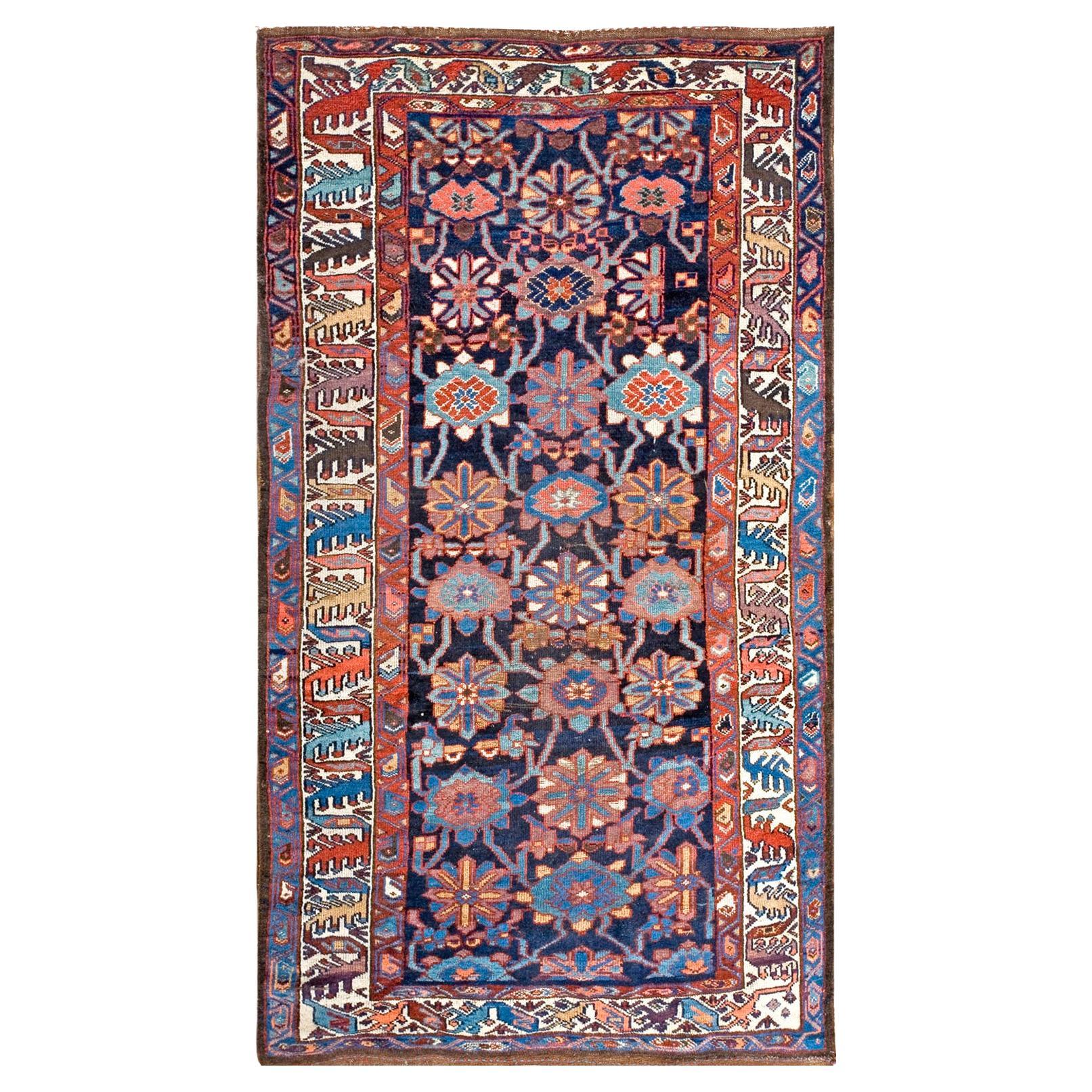 1880s Allover Blau Multicolor Floral Antike NW Persischen Teppich 4
4 "x7
8" Teppich im Angebot
