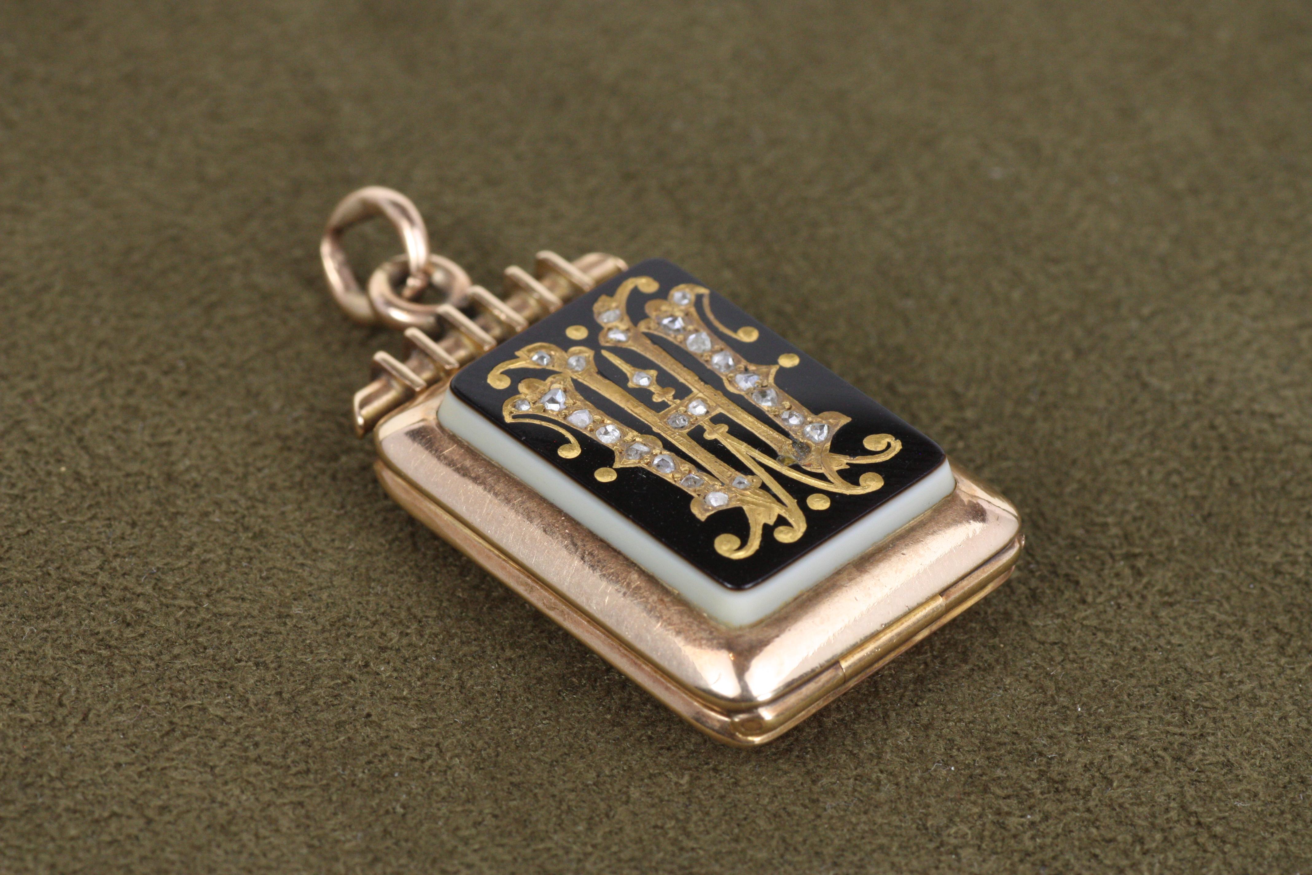 Porte-montre en agate des années 1880 avec diamants taillés en rose Unisexe en vente