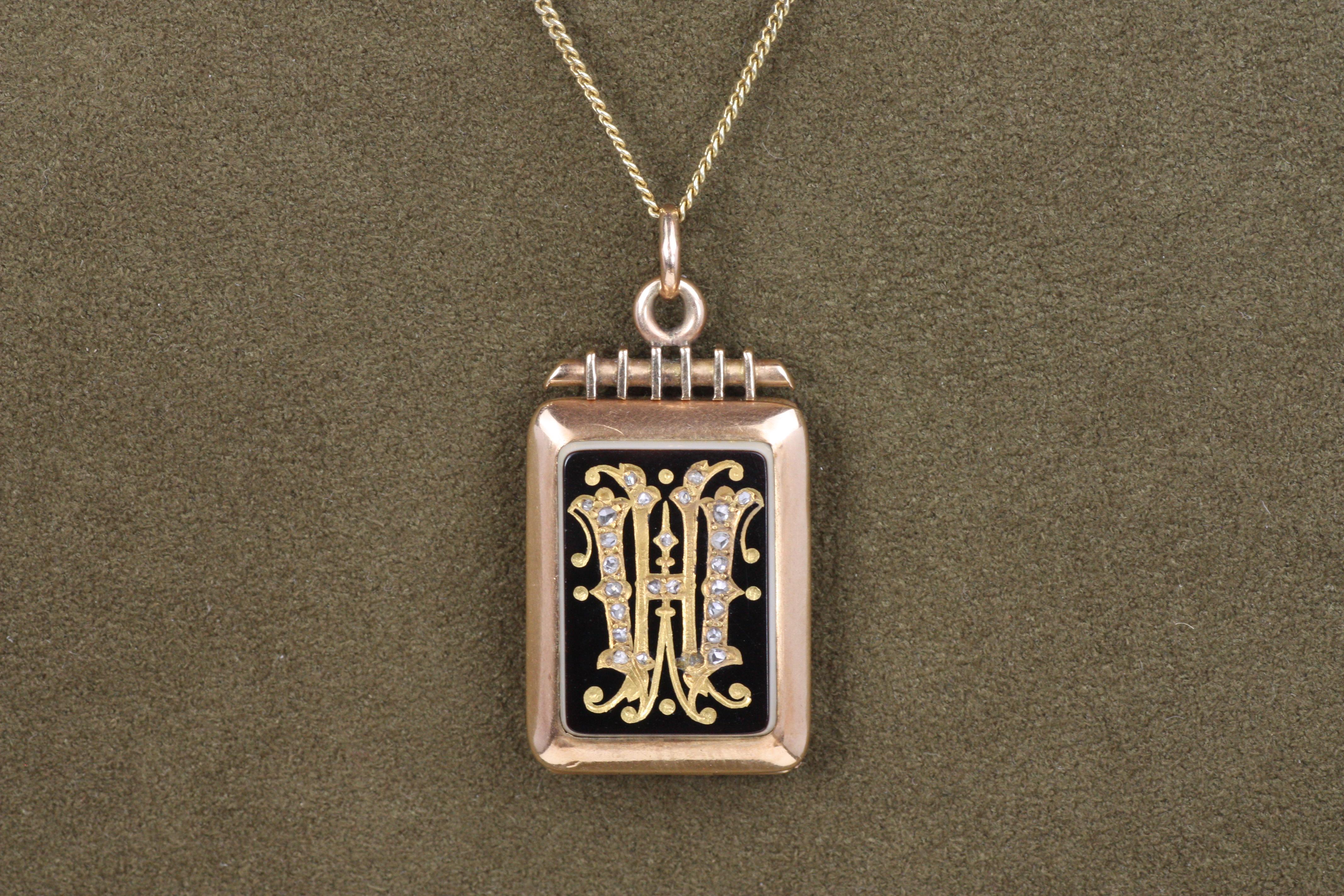 Porte-montre en agate des années 1880 avec diamants taillés en rose en vente 3