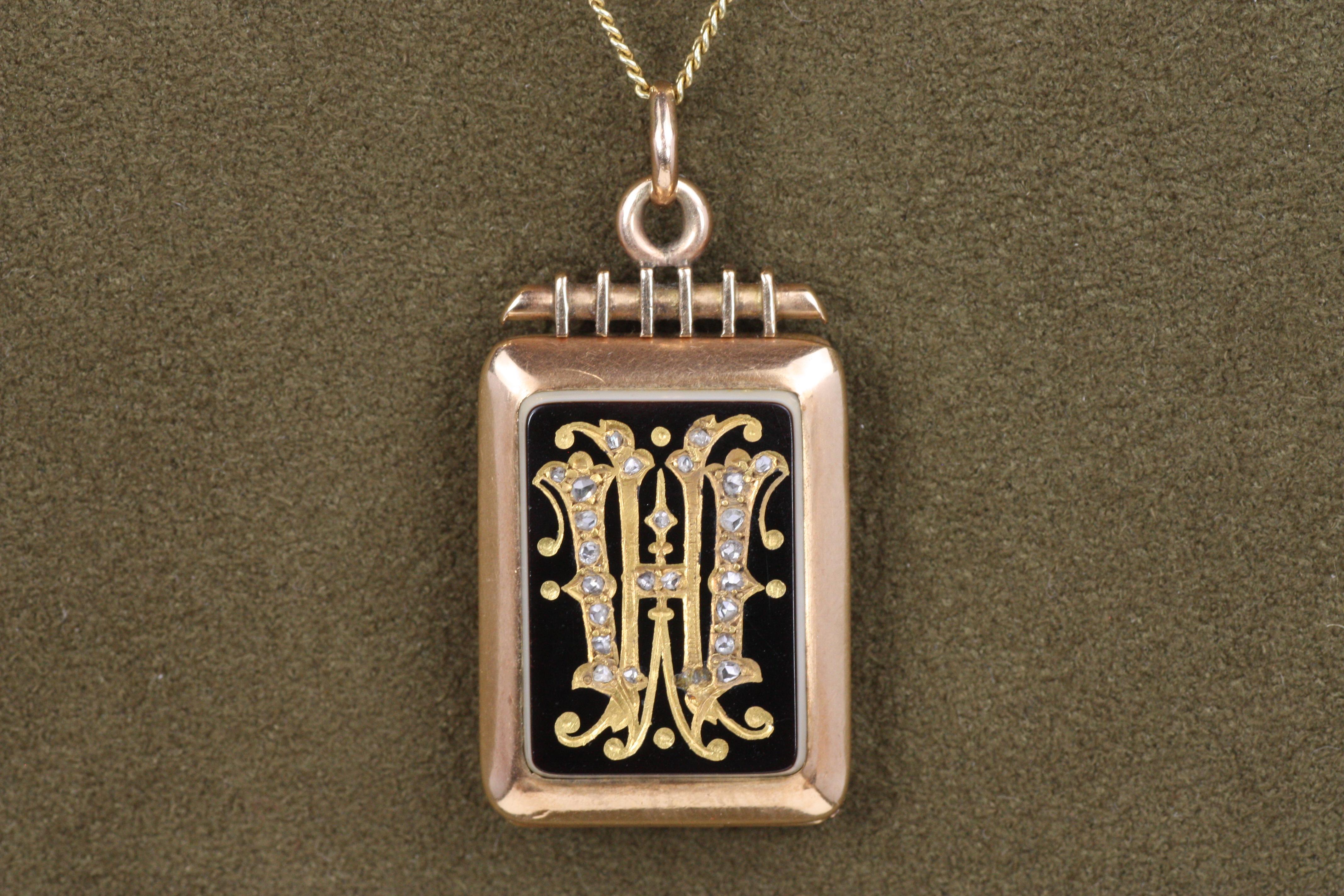 Porte-montre en agate des années 1880 avec diamants taillés en rose en vente 4