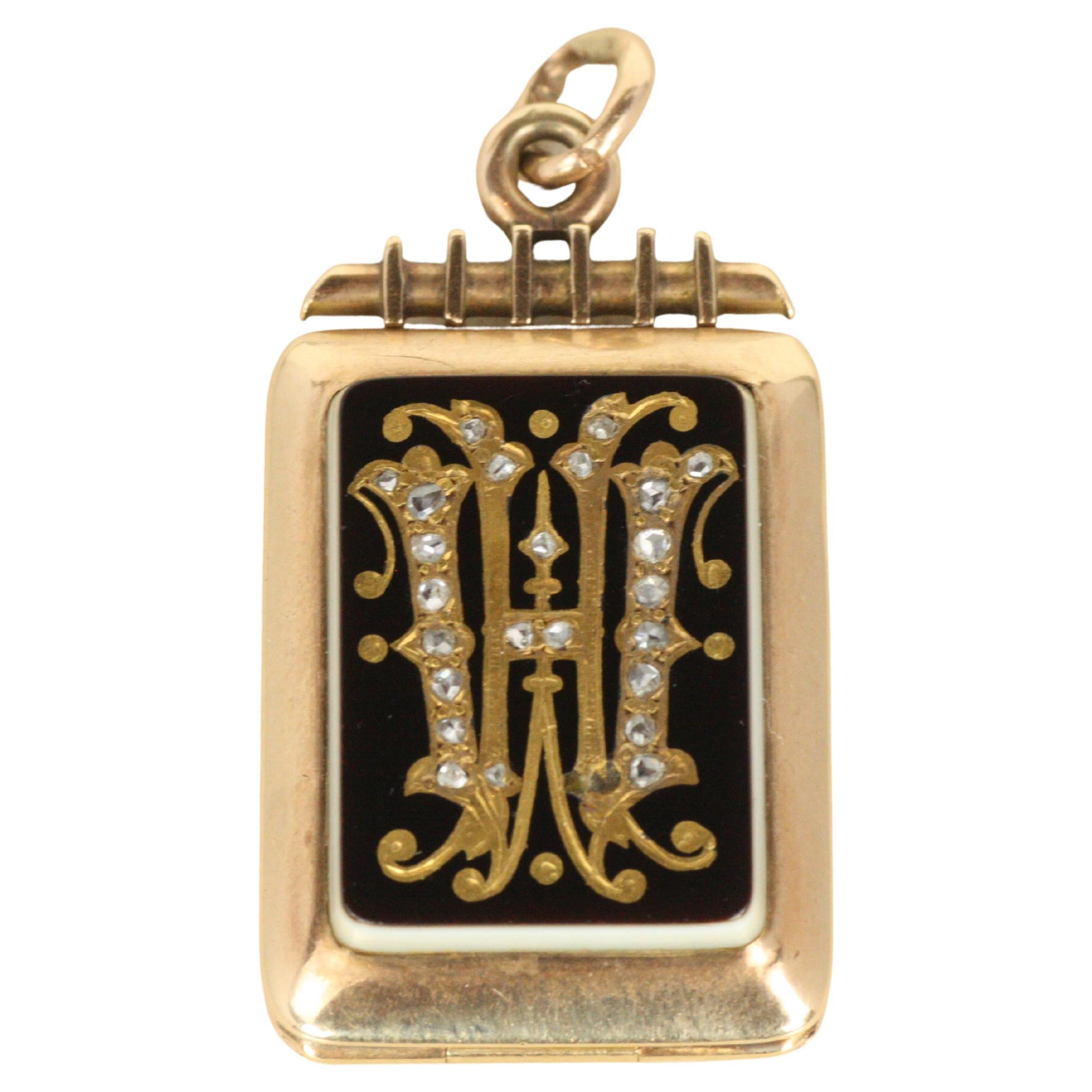 Porte-montre en agate des années 1880 avec diamants taillés en rose