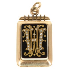 1880s Antique Agate Watch Fob Locket with Rose Cut Diamonds