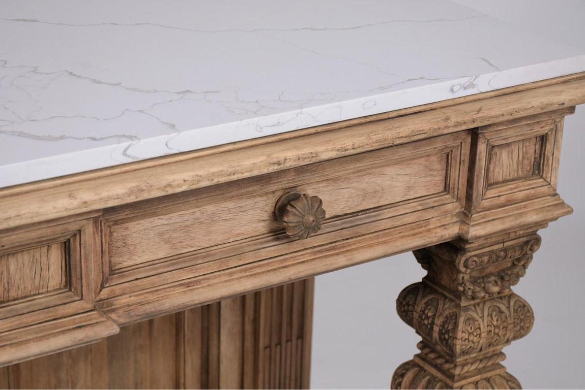 1880s Antique Baroque Carved Console with Marble Top: Historical Elegance Revive 1