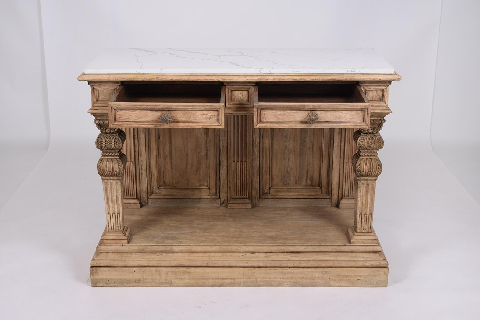1880s Antique Baroque Carved Console with Marble Top: Historical Elegance Revive 2
