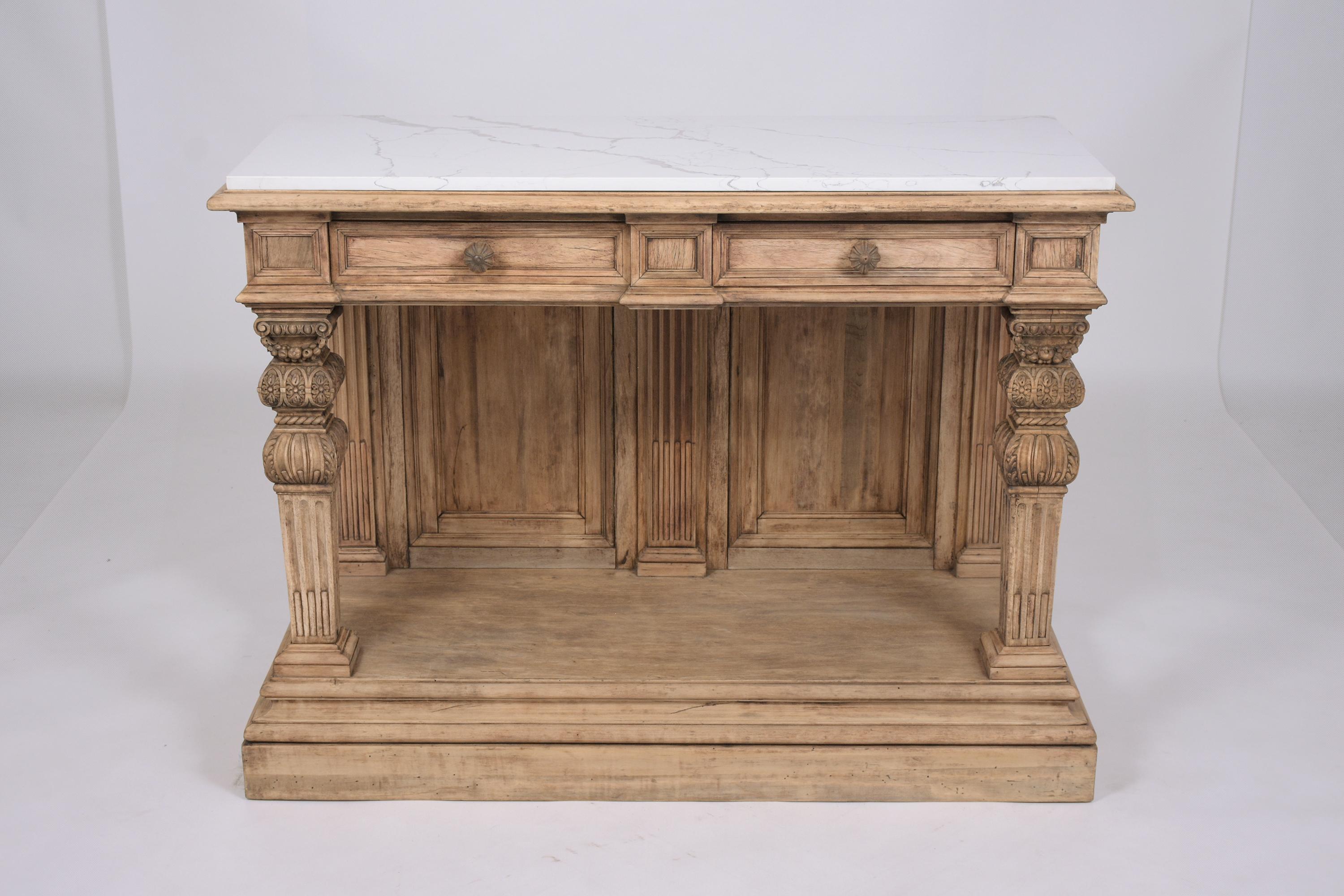 1880s Antique Baroque Carved Console with Marble Top: Historical Elegance Revive 4