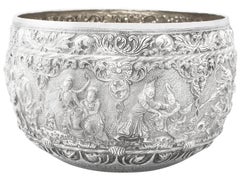 1880s Antique Burmese Silver Thabeik Bowl