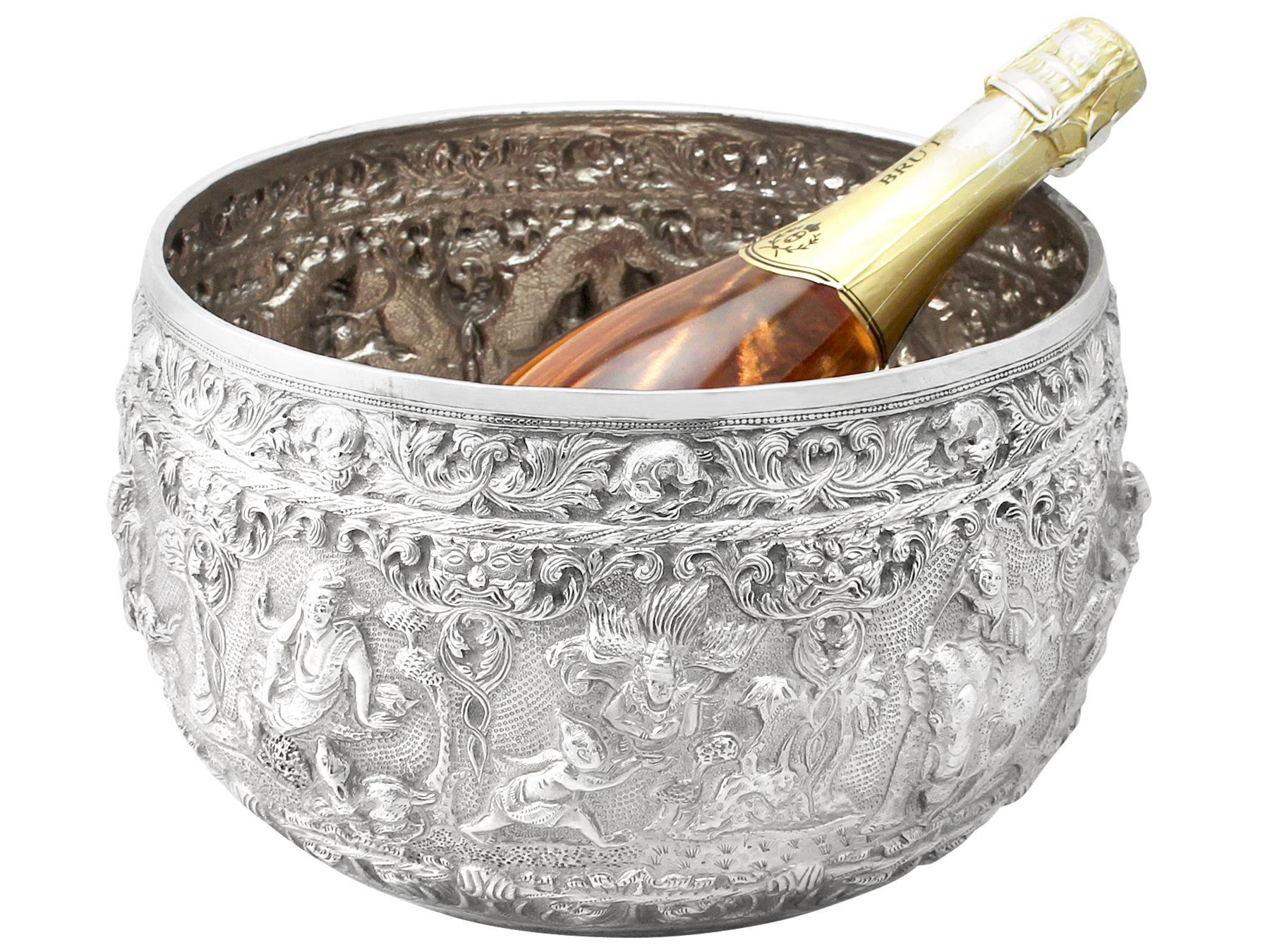 Southeast Asian 1880s Antique Burmese Silver Thabeik Bowl