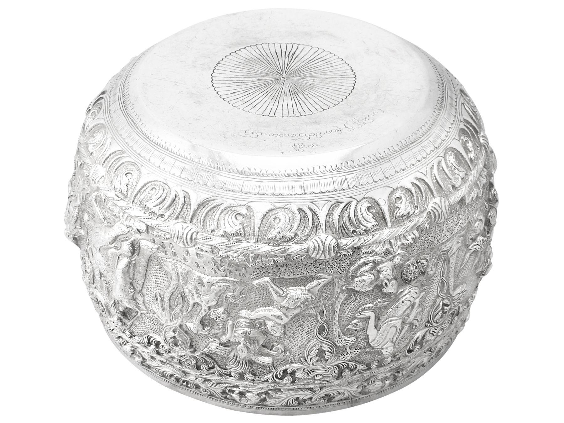 Late 19th Century 1880s Antique Burmese Silver Thabeik Bowl