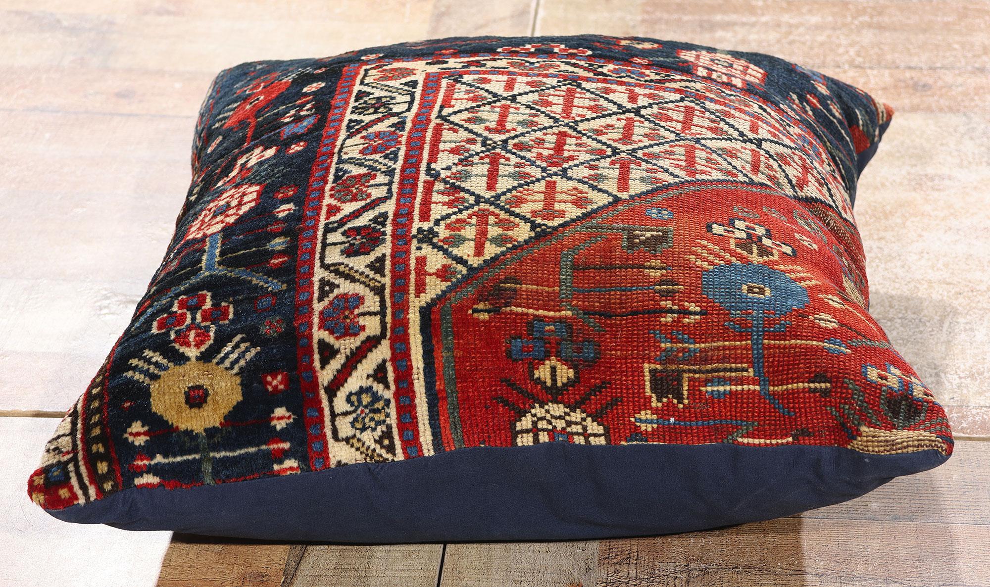 Lana Cuscino in tappeto Kuba caucasico del 1880, 01'09 x 01'09 x 0'09 in vendita