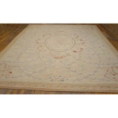 Rugs On Net Large Antique Light Ivory Floral French Aubusson Flatweave Carpet