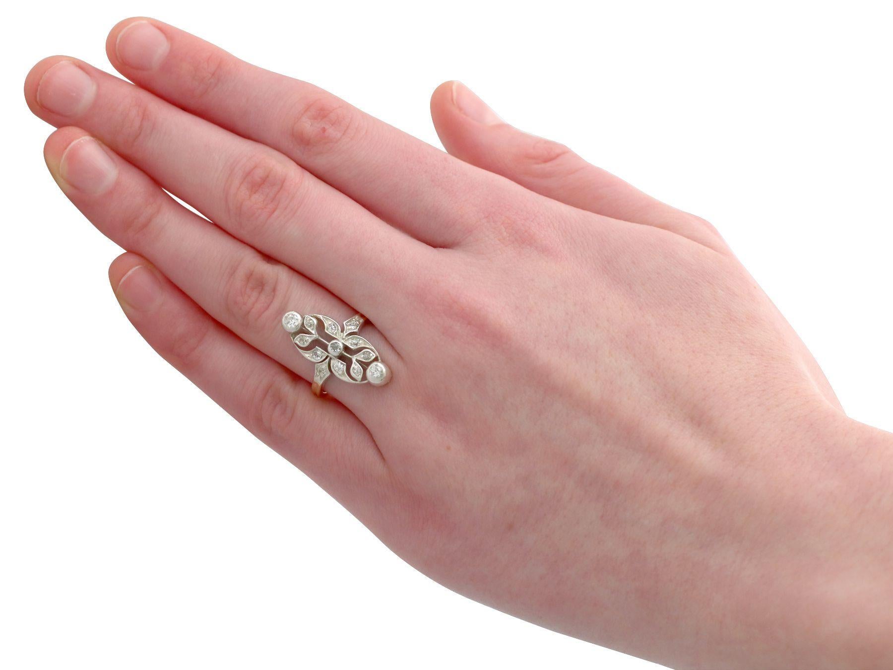 Women's 1880s Antique Diamond and Rose Gold Silver Set Cocktail Ring
