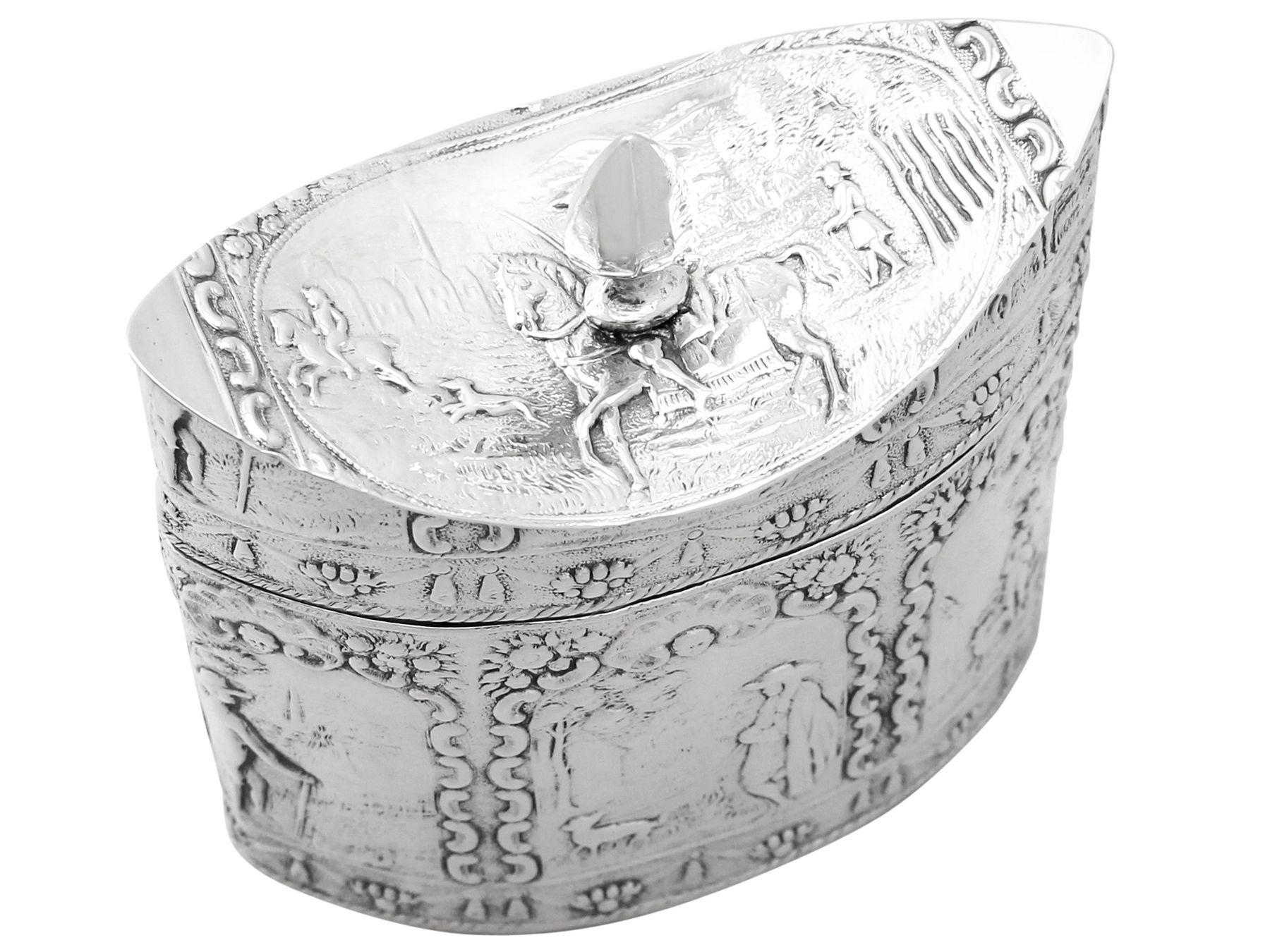 1880er Jahre Niederländische Silber Teedose (Spätes 19. Jahrhundert) im Angebot