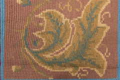 1880s Antique English Needlepoint Runner with Stylized Foliage and Floral Motif