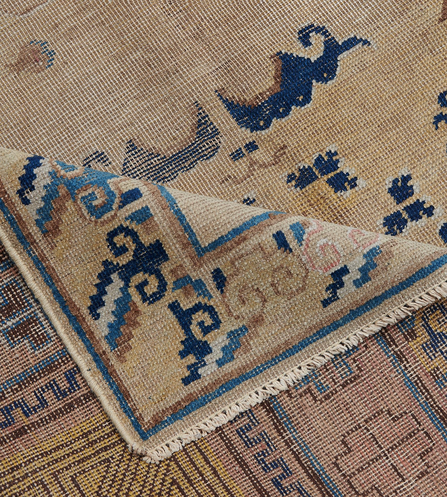 1880s Antique Handwoven Samarkand Khotan Rug For Sale 3