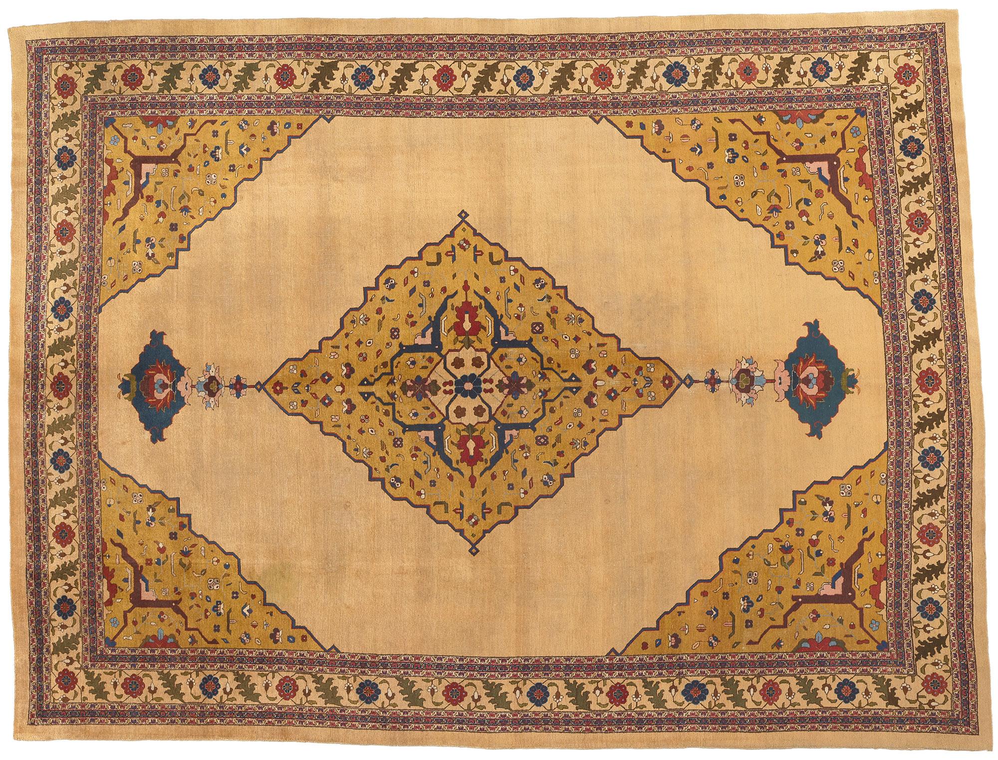 1880s Antique Indian Agra Rug, Art Deco Style Meets Traditional Elegance For Sale 4