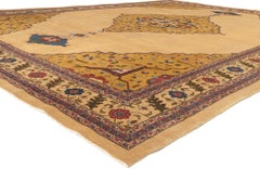 Tappeto antico indiano Agra del 1880, lo stile Art Deco incontra l'Elegdition