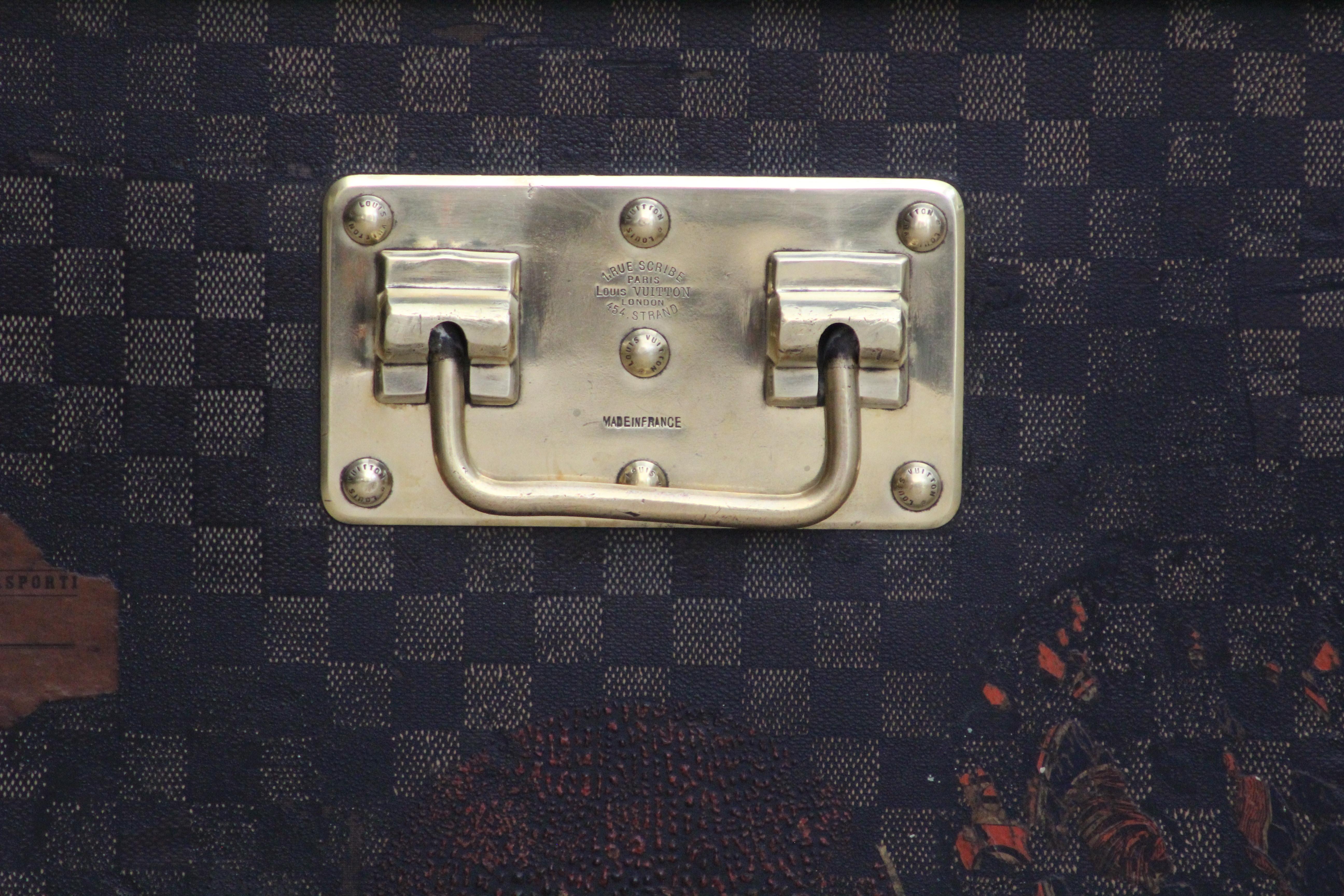 1880s Antique Louis Vuitton Trunk Damier Courier Steamer For Sale 1