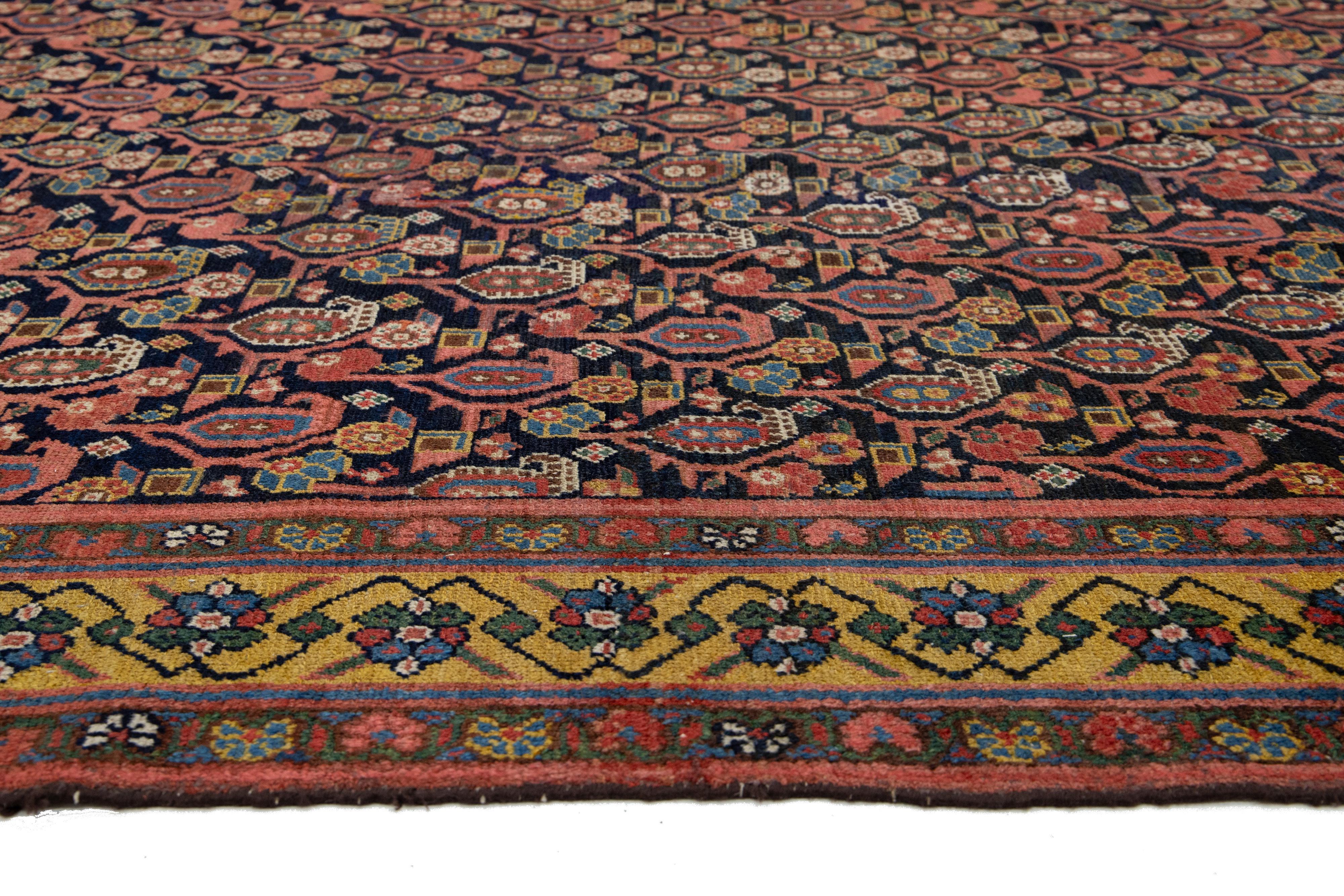 Tapis Malayer Gallery des années 1880, fait à la main en bleu avec motif allovern en vente 3