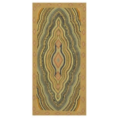 1880s Antique Multicolor Medallion Folk Art Cotton American Hooked Carpet Rug