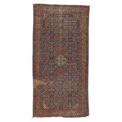 1880s Antique Persian Farahan Rug, Weathered Beauty Meets Rustic Sensibility
