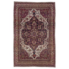 1880's Antique Persian Kerman Handmade Wool Rug with Multicolor Medallion Design
