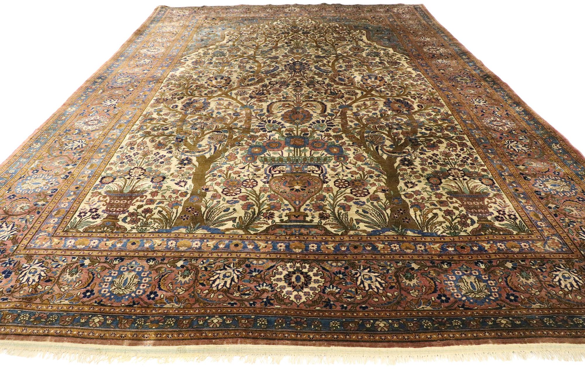 Antiker persischer Mohtasham Kashan-Seidenteppich im neoklassizistischen Stil (Persisch) im Angebot
