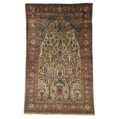 Legacy of a Dynasty: Late 19th Century Persian Mohtasham Silk Kashan Rug