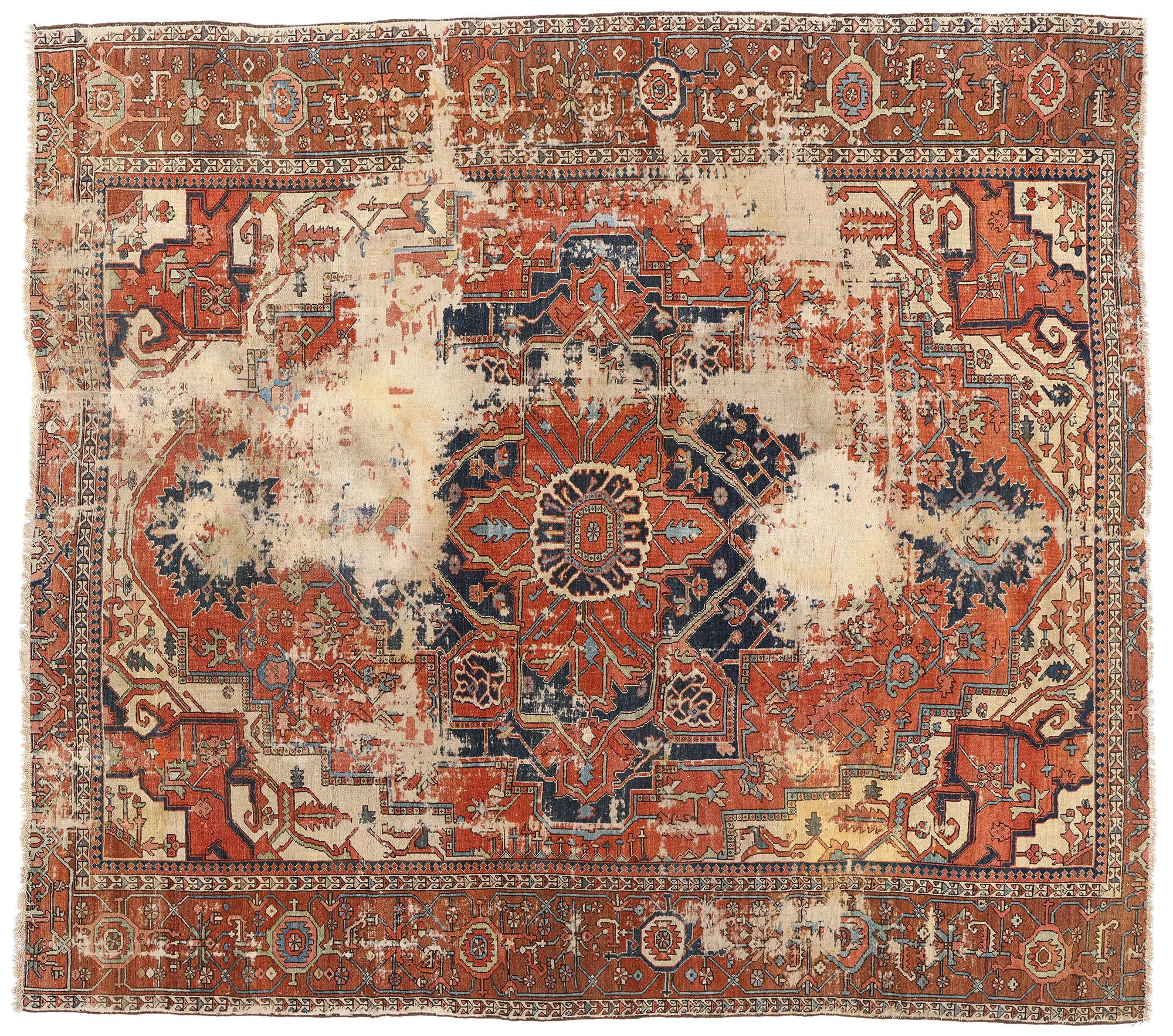 Tapis persan Serapi ancien des années 1880 avec style traditionnel en vente 10
